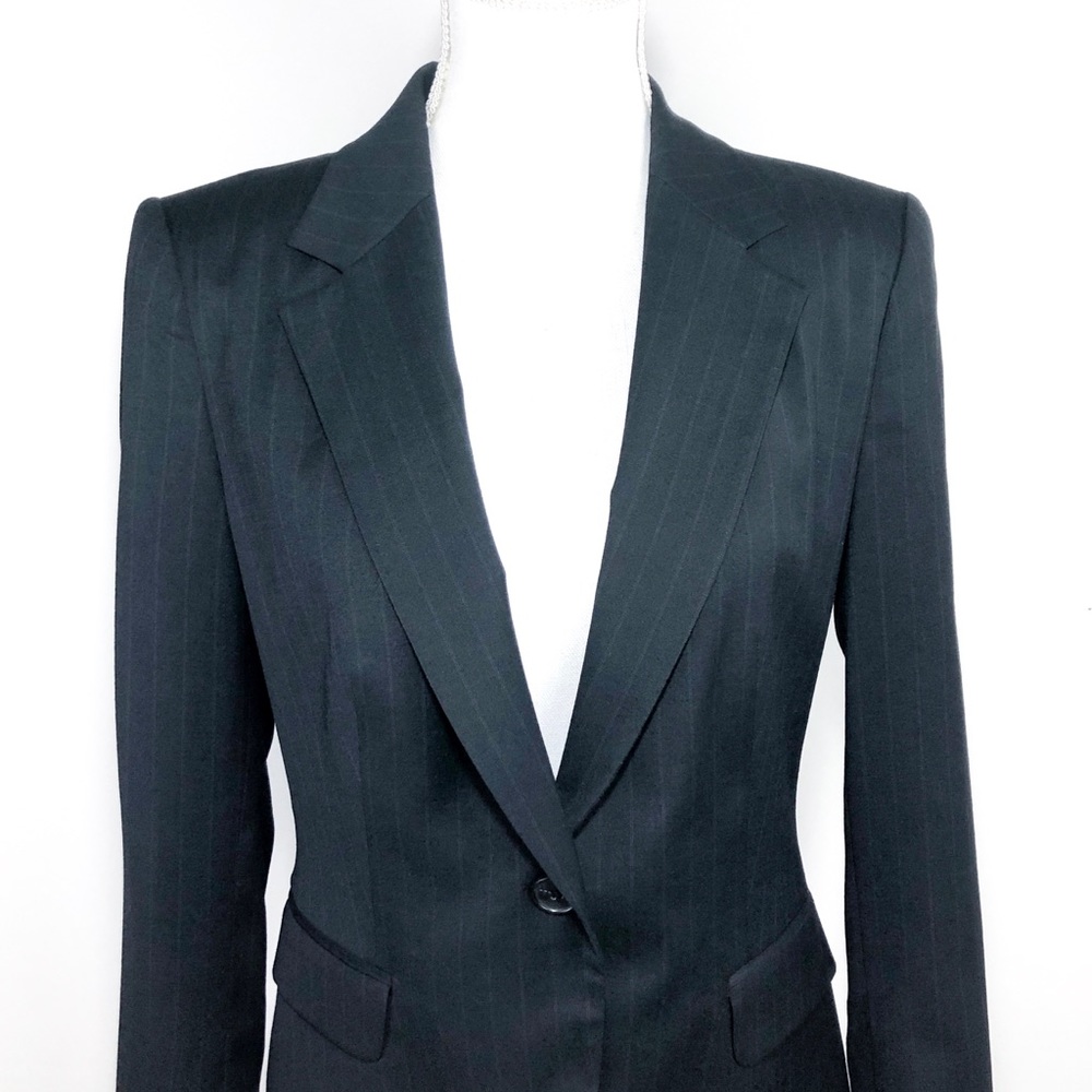 Zara Basic Blue Pinstriped Jacket - image 2